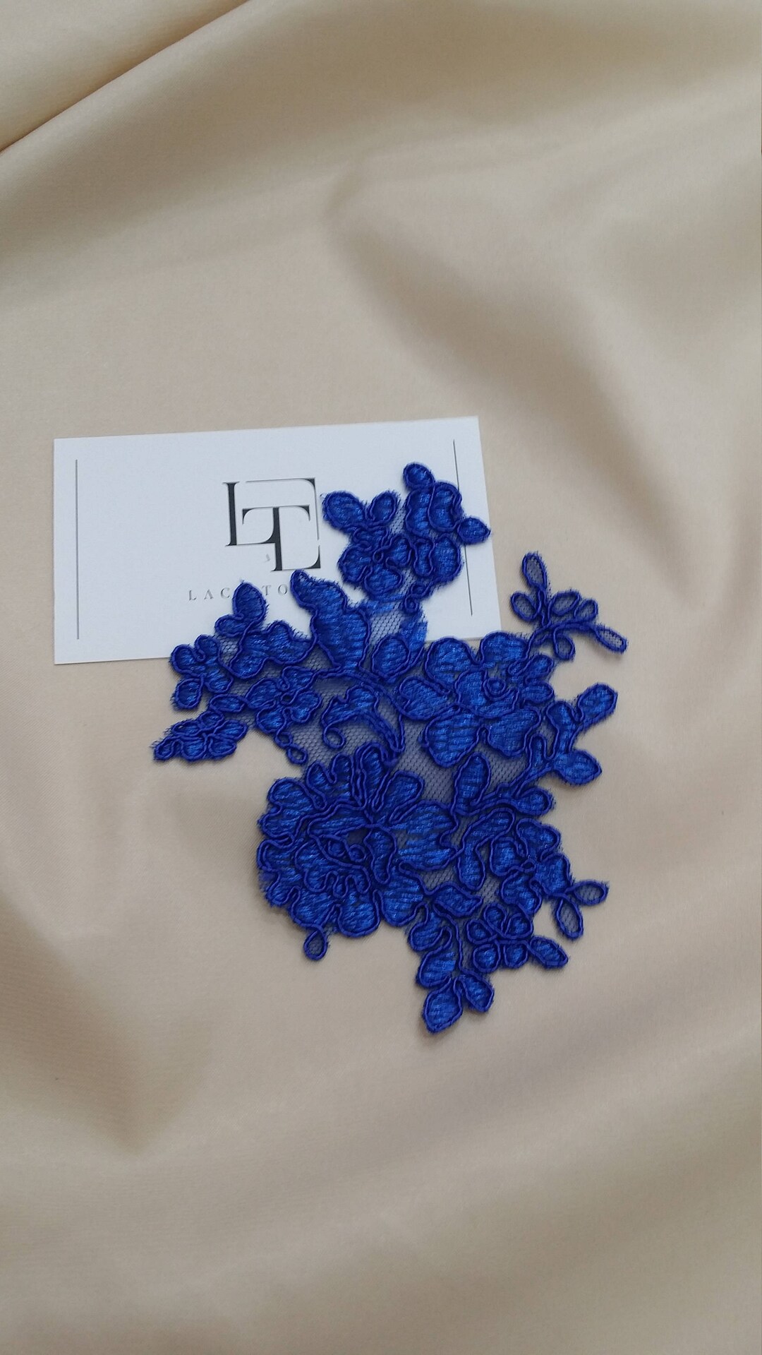 Royal Blue Applique, French Chantilly Lace Applique, 3D Bridal Lace