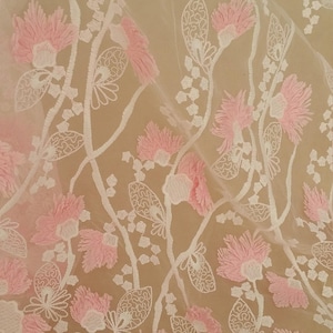 Pink 3D flowers lace fabric, luxury 3D lace fabric, light baby pink color high quality lace fabric by the yard Lace To Love N20225