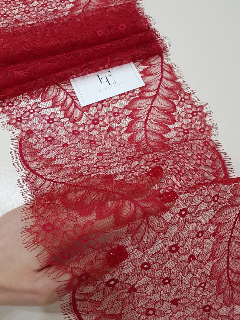 Red Chantilly lace trimming LL9291 | Etsy