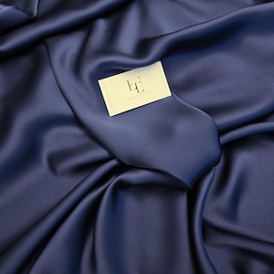Tessuto blu royal in seta naturale venduto tagliato su misura. Materiale blu in pura seta venduto a metri. Tessuto in vera seta italiana largo 55 pollici, SMS1003