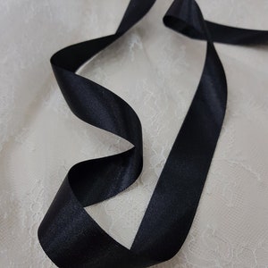 25mm Black Double Side Satin Ribbon, by the Yard, Satin Ribbon Black ...