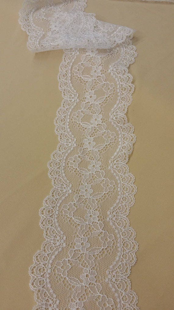 Off white lace Trim French Lace Chantilly Lace Bridal gown | Etsy