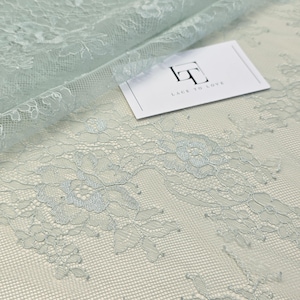 Tissu dentelle vert menthe, tissu de dentelle de nylon Chantilly Français vert clair, matériau de dentelle de voile de mariage de mariée, vendu par yard, WD2010