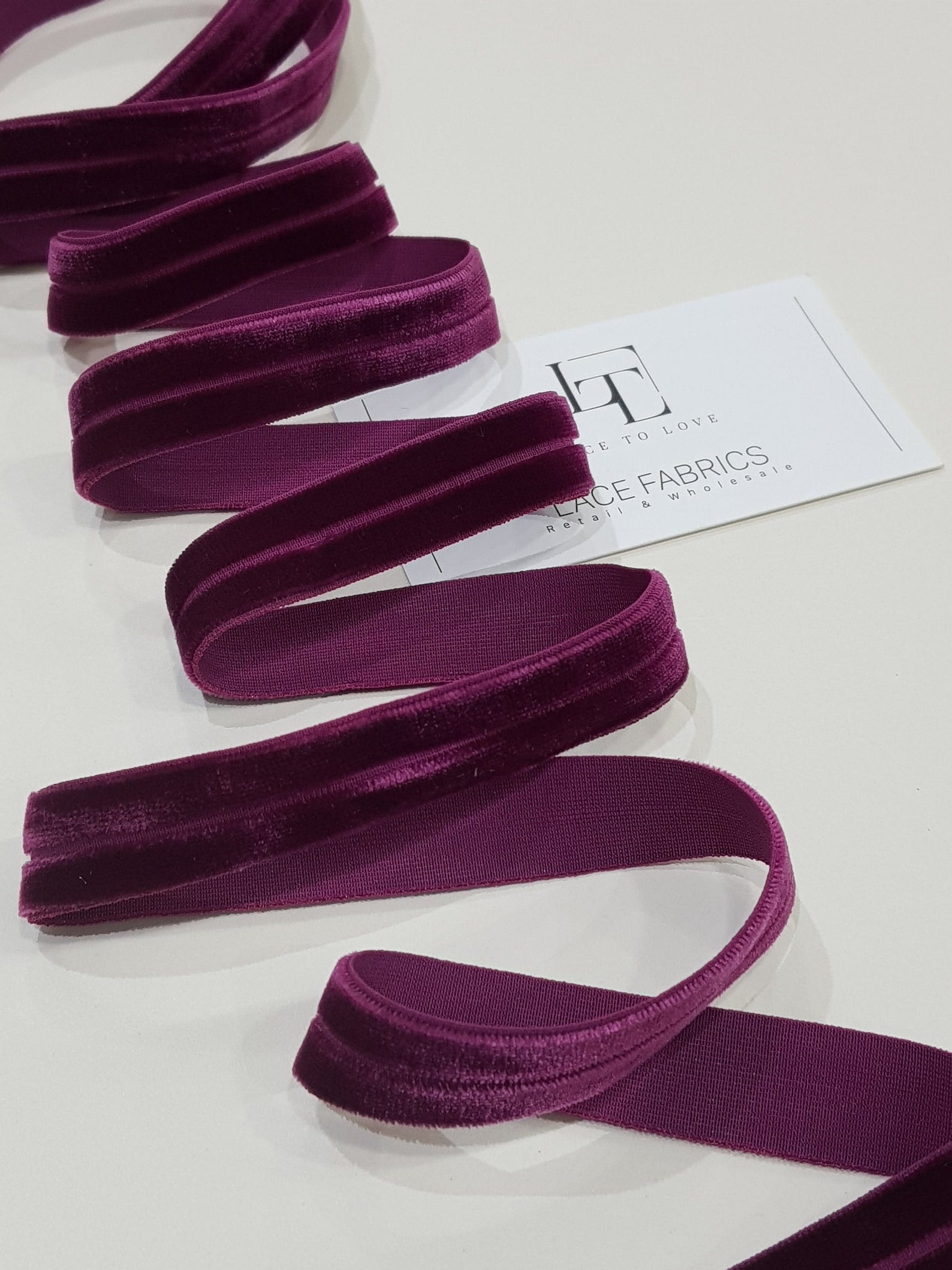 Violet Elastic Velvet Ribbon by the Yard Wide Velvet Ribbon Etsy