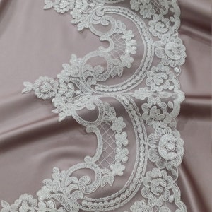Elfenbein Spitzenborte Meterware, französische Spitze, Alencon Brautkleid Spitze, Hochzeitsspitze, weiße Spitze, Schleier-Spitze, Strumpfband Spitze EVSL020C