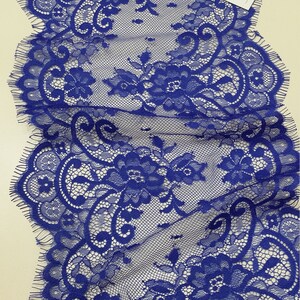 Royal blue lace Trim, French Lace, Chantilly Lace, Bridal lace, Wedding Lace, Garter lace, Evening dress lace, Lingerie Lace EVSL097C