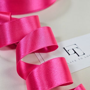 1 inch breed neonroze glanzend decoratielint, op maat gesneden, fournituren afwerking satijnen lint, ST1054