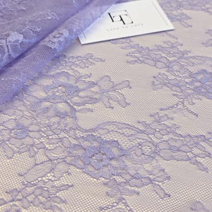 Tissu dentelle violet clair, lilas lavande tissu de dentelle de nylon Chantilly Français, matériel de dentelle de voile de mariage nuptiale, vendu par yard, WD2013