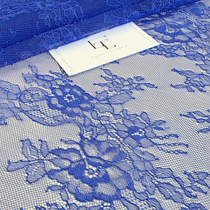 Tissu dentelle bleu roi, tissu de dentelle de nylon bleu Chantilly, matériau de dentelle de voile de mariage pour mariée, vendu par mètre, WD2019