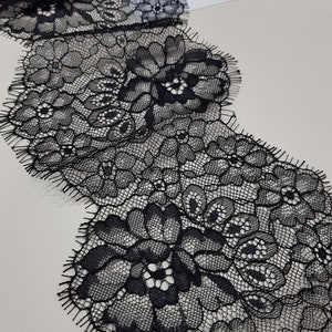 Acabamento em renda preta, renda chantilly, renda francesa, renda nupcial, renda de casamento, renda recortada, renda de cílios, renda floral, renda para lingerie WDL6004