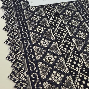 Zwart geometrisch stretchkant, elastisch fourniturenkantlint, smalle kanten rand voor decoratie, op maat gesneden verkocht, LL7001