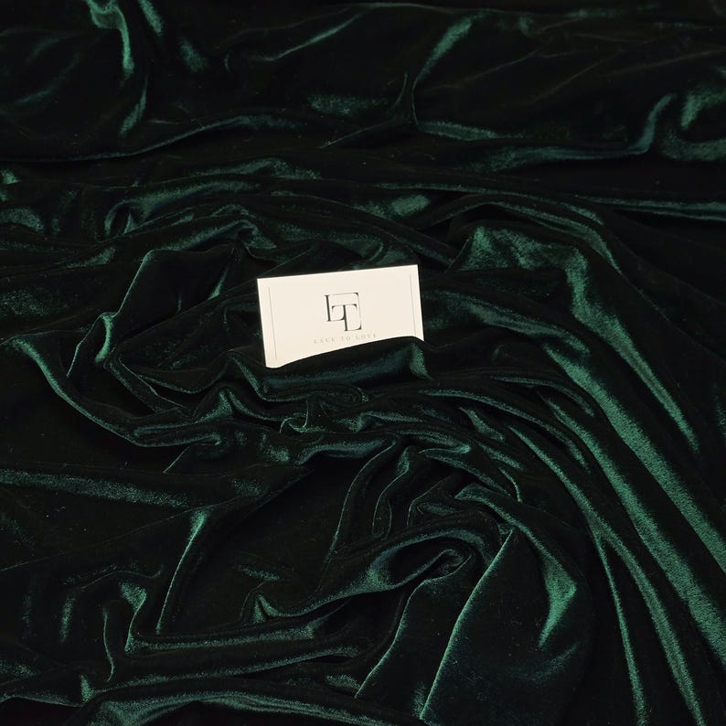 Emerald green stretch velvet velour fabric