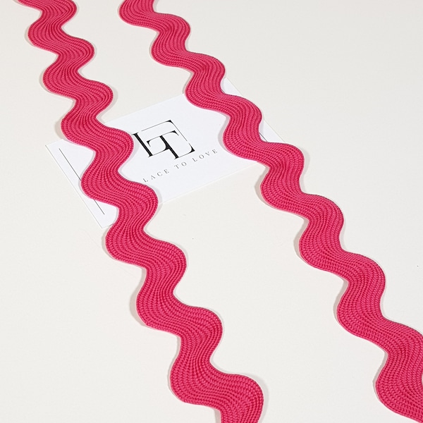 Pink rick rack ribbon, 3 cm/1.18 inches wide pink ribbed ric rac trim, sold by the yard, ST1060