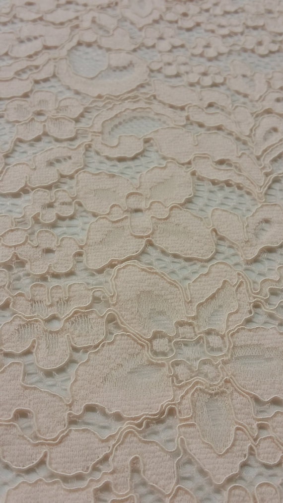 Salmon Pink Lace Fabric by the Yard France Lace Alencon - Etsy