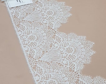 Ivory Lace Trimming by the yard, French Lace, Alencon Lace, Bridal Gown lace, Wedding Lace, White Lace, Veil lace, Garter lace LMF900