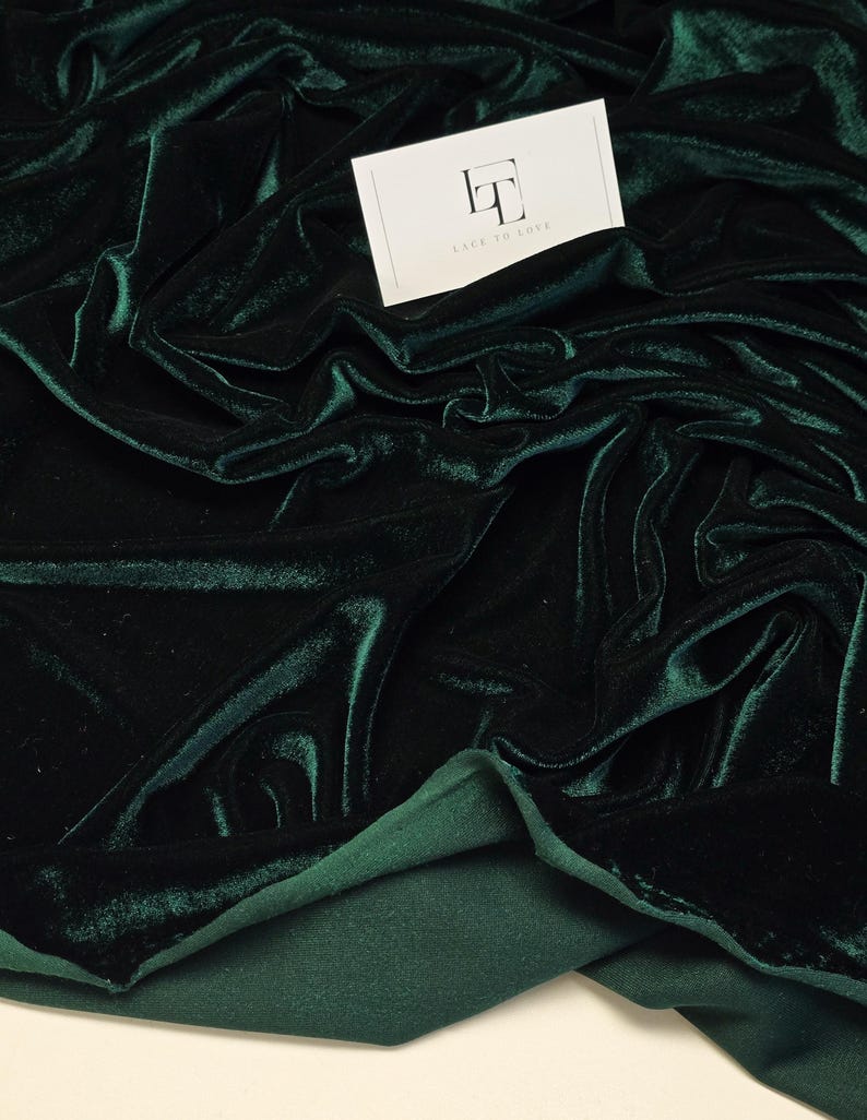 Shiny green elastic velour fabric velvet