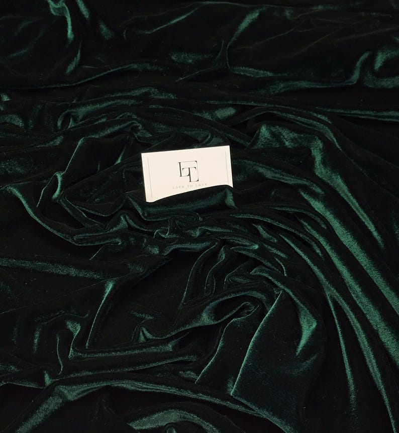 Deep green elastic velour velvet cloth