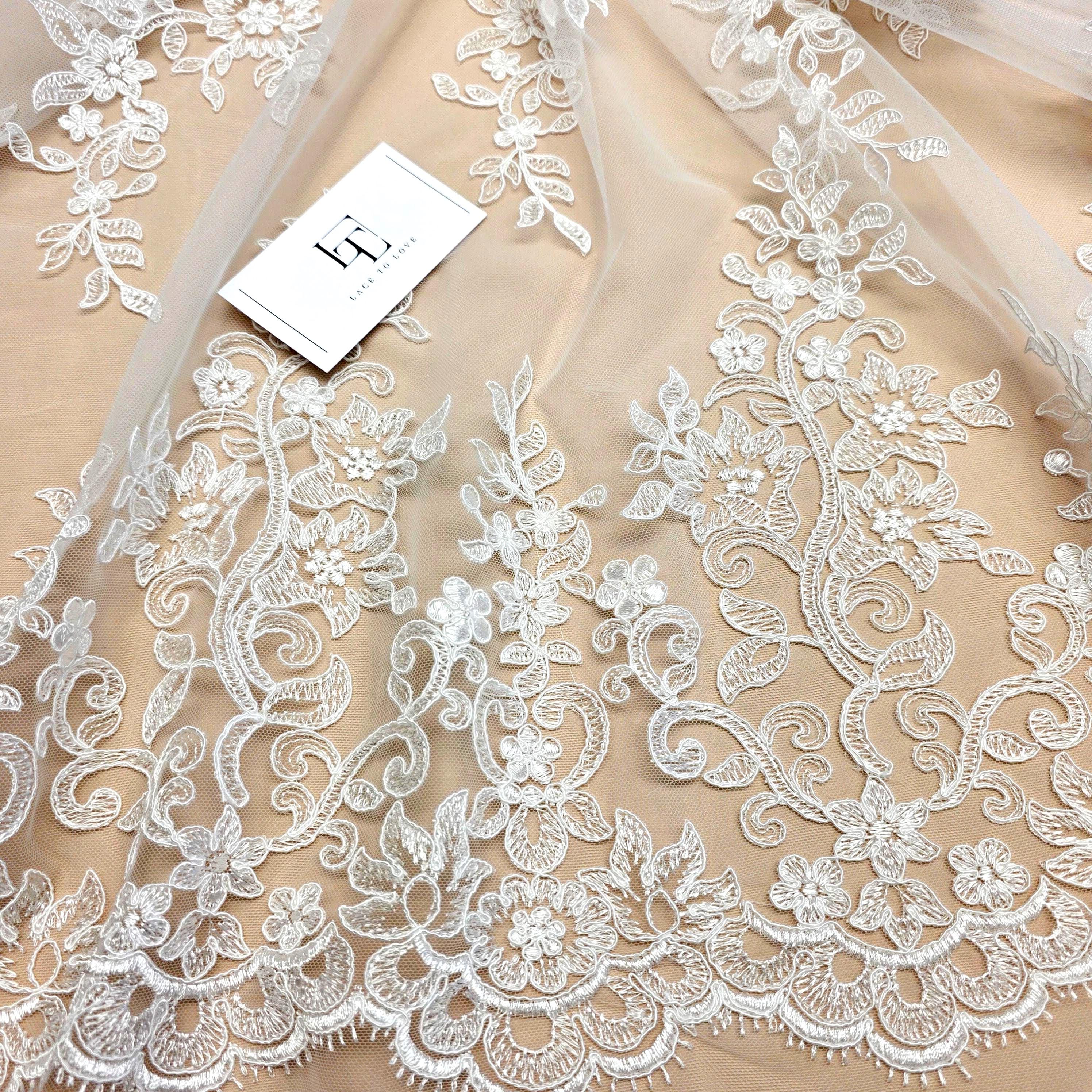 Ivory Lace Fabric by the Yard French Lace Embroidered Lace Wedding