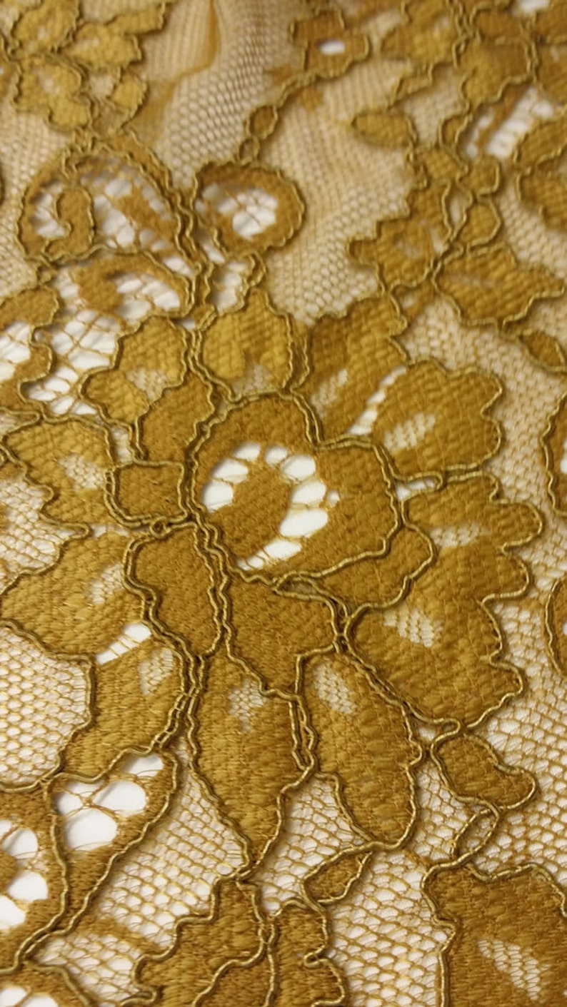 Brown Lace Fabric by the Yard Spanish Alencon Lace Bridal - Etsy