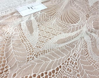 White macrame lace fabric by the yard, Alencon lace material, bridal wedding lace cloth, Lingerie lace LN6901
