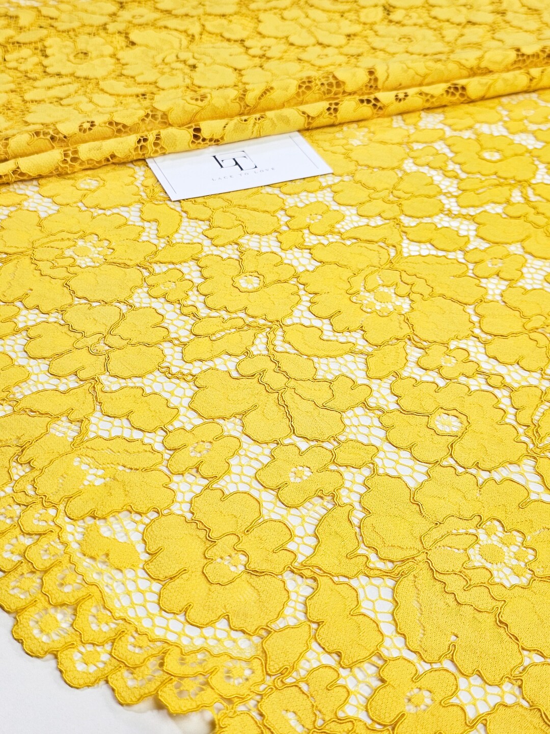 Yellow Floral Spanish Lace Fabric by the Yard Alencon Lace Etsy