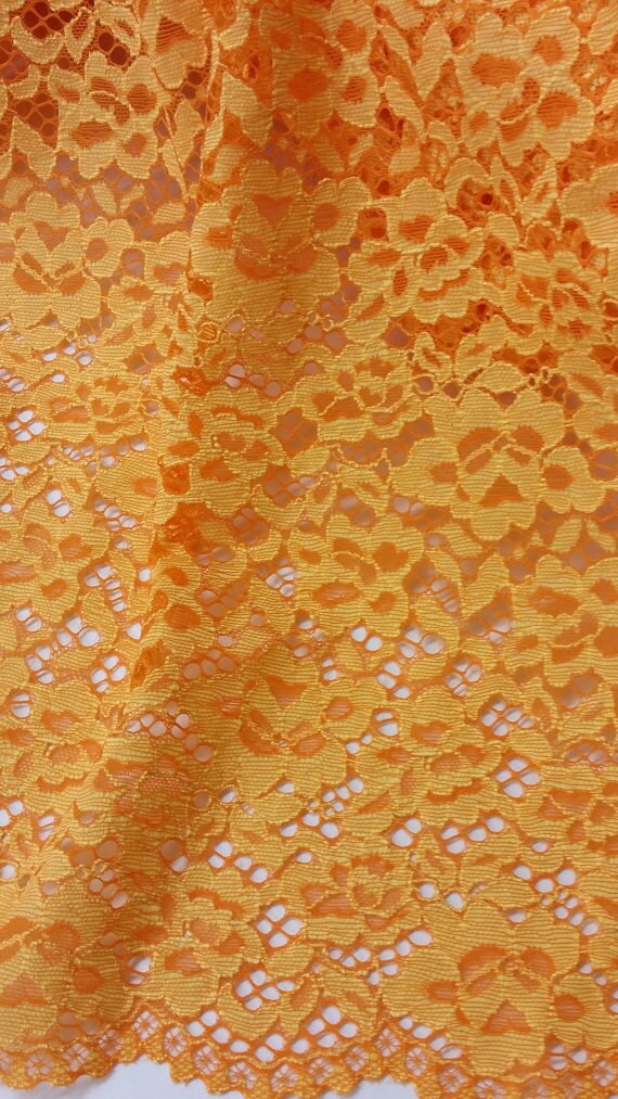 Orange Lace Fabric by the Yard France Lace Alencon Lace | Etsy