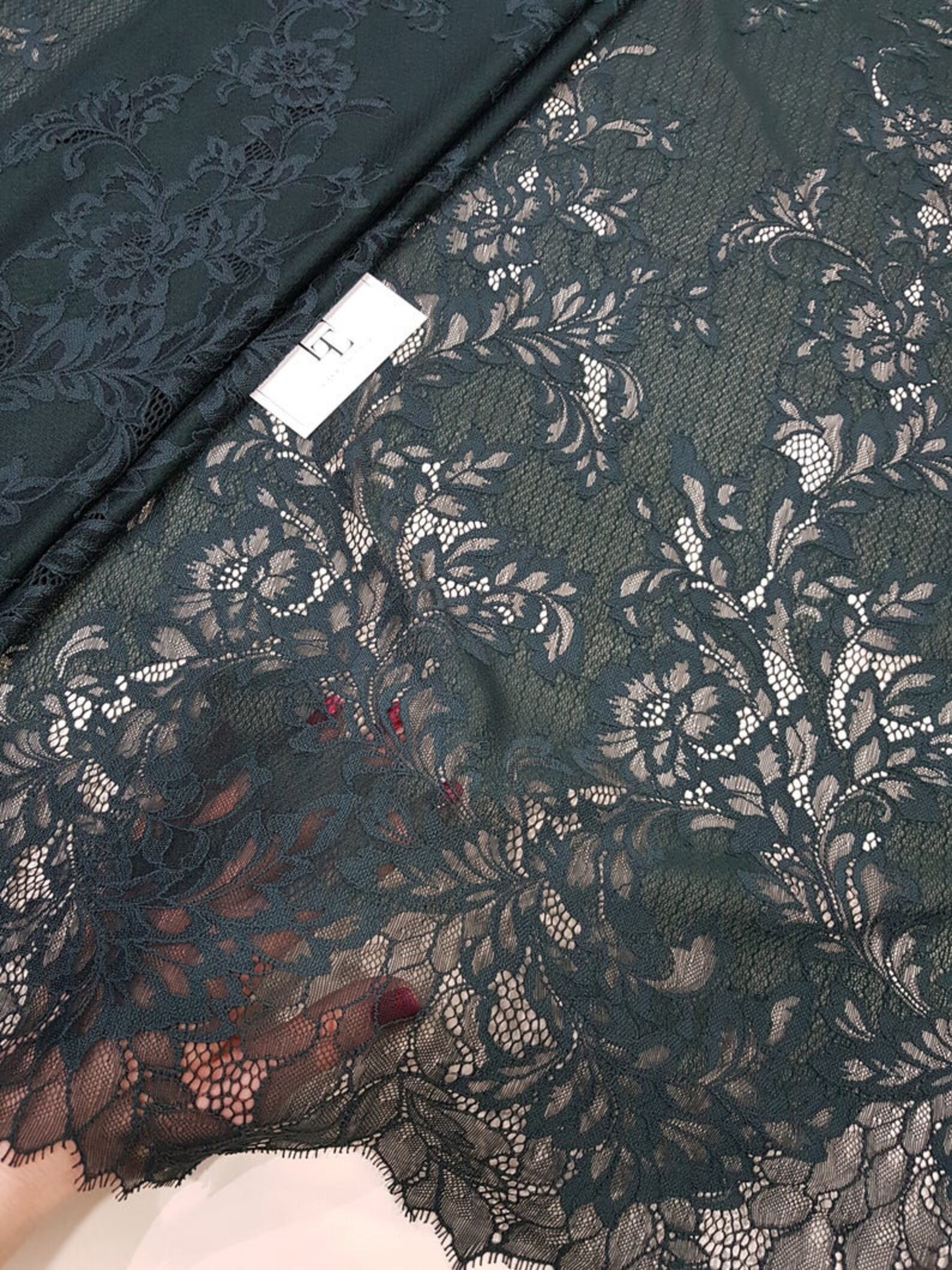 Dark Green Lace Fabric by the Yard France Lace Fabric Etsy