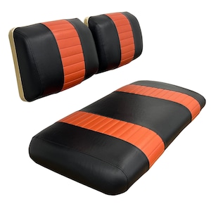 Yamaha G-8 Staple On Golf Cart Seat Cover With Matching Rear Seat (2 Stripe)