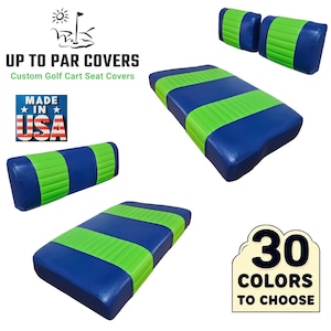 E-Z-GO Marathon Staple On Front Golf Cart Seat Cover With Matching Rear Seat (2 Stripe)