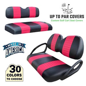 Club Car Precedent Staple On Golf Cart Seat Cover With Match Rear Seat Cover (2 Stripe)