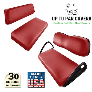 Club Car DS Staple On Golf Cart Seat Cover With Matching Rear Seat Cover (Solid Color)