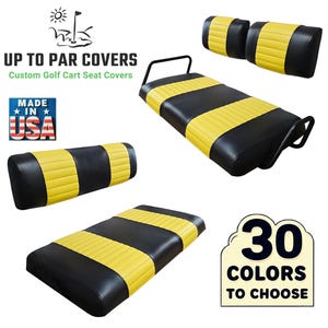 Yamaha G-11/G-22 Staple On Golf Cart Seat Cover With Matching Rear Seat Cover (2 Stripe)