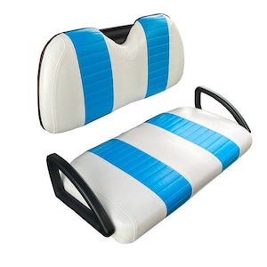 Zone / Star "STAPLE ON" Golf Cart Seat Cover With Matching Rear Seat Cover (2 Stripe)
