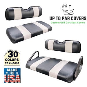 E-Z-GO TXT Staple On Golf Cart Seat Cover with Matching Rear Seat Cover (2 Stripe)