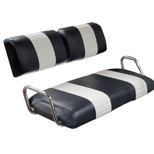 Yamaha G-2 and G-9 Staple On Golf Cart Seat Cover with Matching Rear Seat Cover (2 Stripe) (Only For G2 and G9)