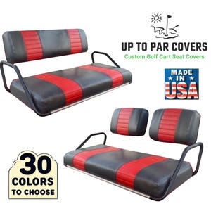 Club Car Pre 2000 DS Staple On Golf Cart Seat Cover With Matching Rear Seat Cover (2 Stripe)