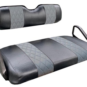 E-Z-GO TXT Staple On Golf Cart Seat Cover With Matching Rear Seat Cover (2 Stripe Diamond)