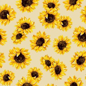 Sunflower Natural Yellow 100% Cotton Fabric, Available By the Yard in Continuous Yardage
