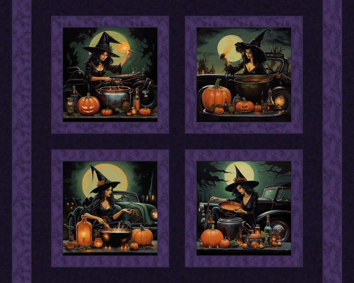 WITCHES BREW Fabric Pillow Quilt Panel 36" x 45", Halloween, Holiday (see description...)