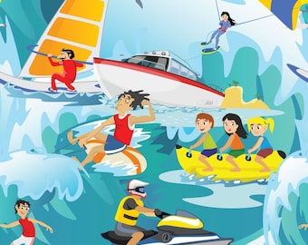 Deportes acuáticos Vacaciones al aire libre Barcos Tejido 100% algodón cortado a medida