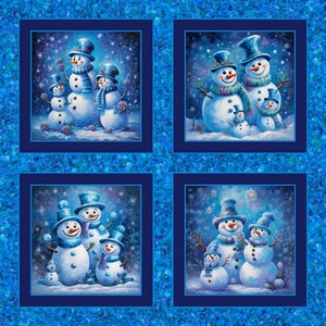 SNOWMAN SMILES 36&quot; x 45&quot; Fabric Pillow Quilt Panel, Christmas, Holiday, Snow, Snowman, Winter