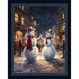 SNOWMAN Waltz Fabric Quilt Panel 36&quot; x 45&quot;, Christmas, Holiday, Snow, Snowman