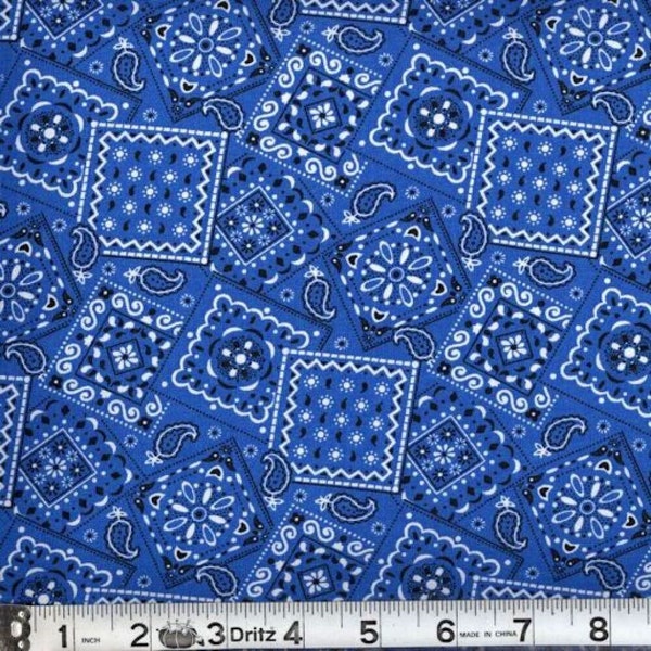 Bandana Paisley Royal Blue Fabric