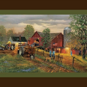 AMERICA&#39;S HEARTLAND Farm Country Life Fabric Quilt Panel 36&quot; x 45&quot; (see description...)