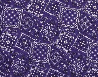 Bandana Paisley Purple Fabric, Western, Cowboy