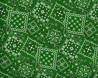 Tela tipo bandana Paisley Kelley Kelly Green, 100% algodón para acolchado.