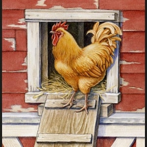 ROOSTER Fabric Quilt Panel 36&quot; x 45&quot;, Chicken, Yardbirds, Farm Animal (see description...)