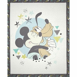 Mickey Pluto Fabric Baby Quilt Panel