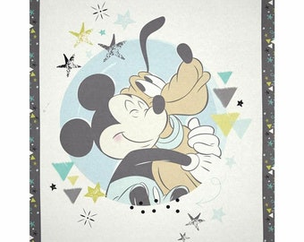 Mickey Pluto Fabric Baby Quilt Panel