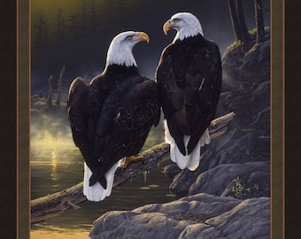 Eagles Fabric Quilt Panel: Patriotic Birds Cotton Material (36" x 45")